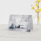Carte Rinde d'hiver Aquarelle gris rustique Anniversaire (Fleur jaune)