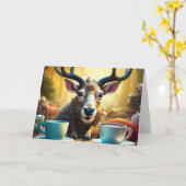 Carte Rinder sur café prêt à faire le tour Noël (Fleur jaune)