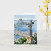 Carte Rio de Janeiro Brésil Aquarellerie (Fleur jaune)
