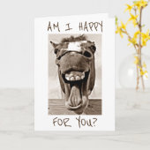 CARTE RIRE DONKEY EST HEUREUX POUR VOUS=FÉLICITATIONS (Fleur jaune)