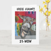Carte "RIRE DONKEY GREETING" POUR "21ème ANNIVERSAIRE" (Fleur jaune)