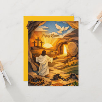 Carte Risen Jesus Empty Tomb 3D Easter Flat Card