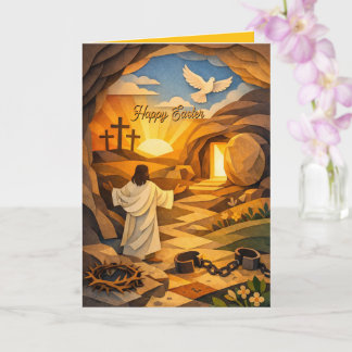 Carte Risen Jesus Empty Tomb 3D Papercut Easter Card