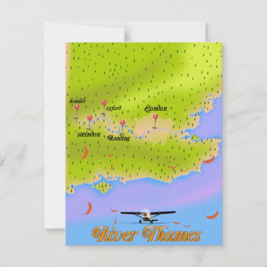 Carte River Thames Londres Angleterre (Devant)