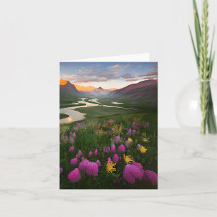 Carte Rivière aquarelle et fleurs personnalisables