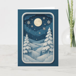 Carte Rivière au Clair de Lune dans une Forêt Enneigée C