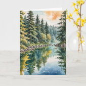 Carte Rivière de l'aquarelle Sympathy dans une forêt (Fleur jaune)