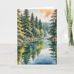 Carte Rivière de l'aquarelle Sympathy dans une forêt