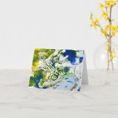 Carte Rivière flottante aux couleurs vert et bleu (Fleur jaune)