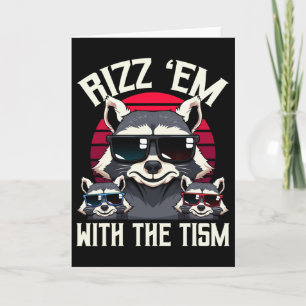 Carte Rizz Em avec le Tism Rétro Vintage Raccoon Meme A