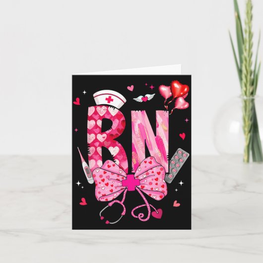 Carte Rn Valentine Coquette Bow Stethoscope Nurse Girl W (Devant)