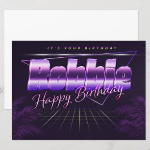 Carte Robbie Name Prénom lila retro Map Anniversaire