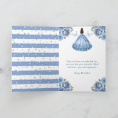 Carte Robe Bleu Clair Princesse Brune Anniversaire (Intérieur)