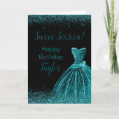 Carte Robe Bleue turquoise Faux Parties scintillant Douc (Devant)