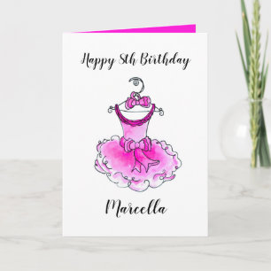 Carte Robe de fête rose art encré filles anniversaire