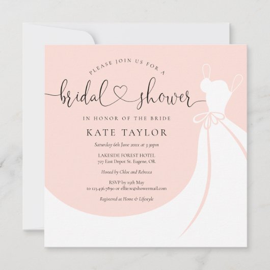 Carte Robe de mariage rose pâle élégante Fête des mariée (Devant)