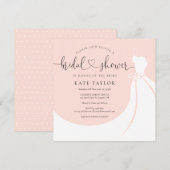 Carte Robe de Mariée Élégante Rose Rose Poudré (Devant / Derrière)