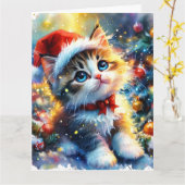 Carte Robe de Noël à Kitten Dreamy (Fleur jaune)