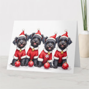 Carte Robe de Noël Affenpinscher Chapeau de Père Noël