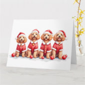 Carte Robe de Noël Cockapoo Chapeau de Père Noël (Fleur jaune)