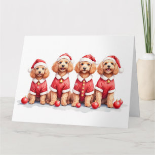 Carte Robe de Noël Cockapoo Chapeau de Père Noël