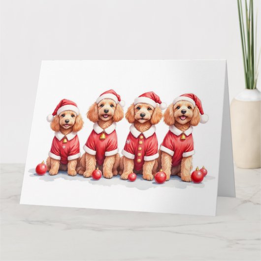 Carte Robe de Noël Cockapoo Chapeau de Père Noël (Devant)