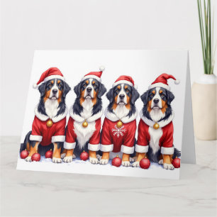 Carte Robe de Noël de chien de montagne bernois avec cha
