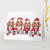 Carte Robe de Noël pour Cavalier King Charles Spaniel (Fleur jaune)
