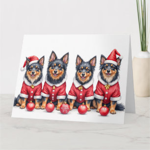 Carte Robe de Noël pour Lapphund finnois avec chapeau de