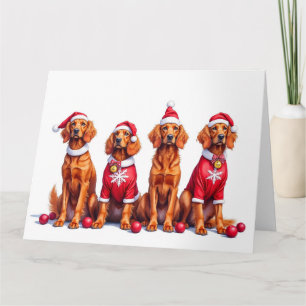 Carte Robe de Noël pour Setter Rouge Irlandais avec Chap