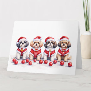Carte Robe de Noël pour Shih Tzu avec Chapeau de Père No