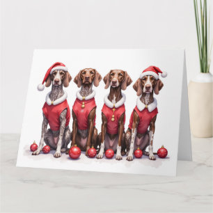 Carte Robe de Noël Santa Pointer allemand à poil court