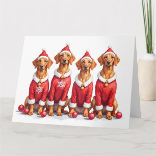 Carte Robe de Noël Vizsla Chapeau de Père Noël