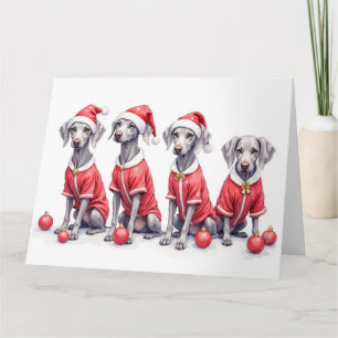Carte Robe de Noël Weimaraner Chapeau de Père Noël