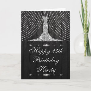 Carte Robe de rideau en diamant noir argent Anniversaire