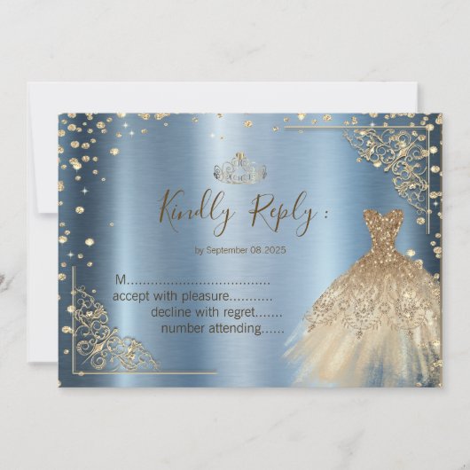 Carte Robe dorée Diamants Bleus RSVP (Devant)