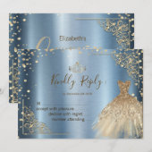 Carte Robe dorée Diamants Bleus RSVP (Devant / Derrière)