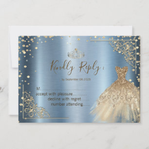 Carte Robe dorée Diamants Bleus RSVP