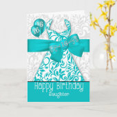 Carte Robe douce de fille 16 Anniversaire Turquoise (Fleur jaune)
