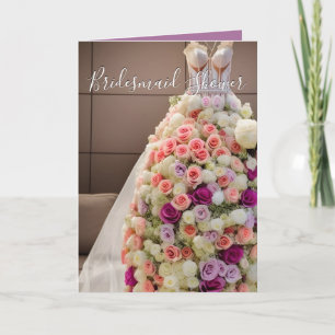 Carte Robe Mariage fleurie Rose colorée