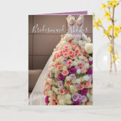 Carte Robe Mariage fleurie Rose colorée (Fleur jaune)