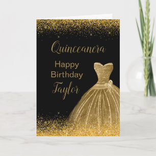 Carte Robe Or Faux Parties scintillant Quinceanera