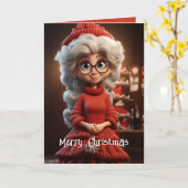 Carte Robe tricotée de Mme Claus (Fleur jaune)