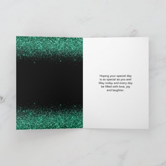 Carte Robe Vert foncé Faux Parties scintillant Douce 16 (Intérieur)