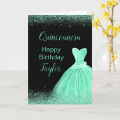 Carte Robe verte Quinceanera Mint Robe Faux Parties scin (Fleur jaune)