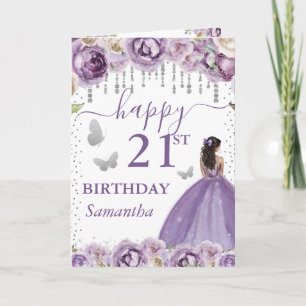 Carte Robe Violette Princesse Peau Noire Anniversaire