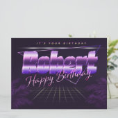 Carte Robert Name Prénom lila retro (Debout devant)