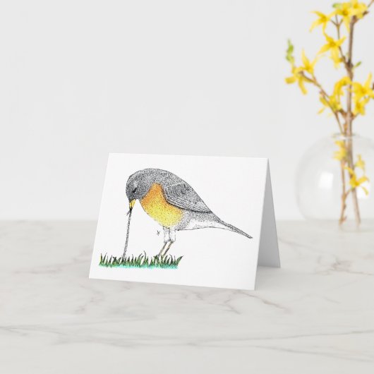 Carte Robin avec ver (Fleur jaune)