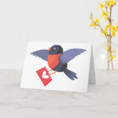 Carte Robin Bird Flying with Red Heart Love Letter (Fleur jaune)