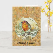 Carte Robin Bird Snow Tree Style Vintage Noël (Fleur jaune)